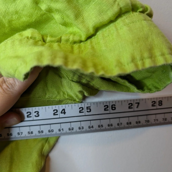 Vintage Tracy M. 100% Linen Lime Green Short Sleeve Collared Button Down Top 2XL - Picture 8 of 8